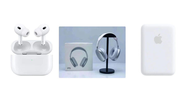 "مجموعة 3 في 1 المتميزة: حزمة بطارية Apple MagSafe وسماعات AirPods Pro 2 وسماعات P9 اللاسلكية"
